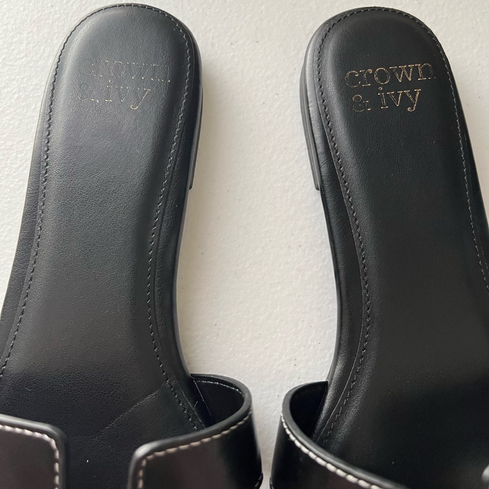 Crown & Ivy Women’s Black Slip-On Comfort Sandals | Size 8.5 | Spring | Low Heel - Picture 8 of 14